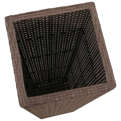 3 Rattan Flower Pots Brown