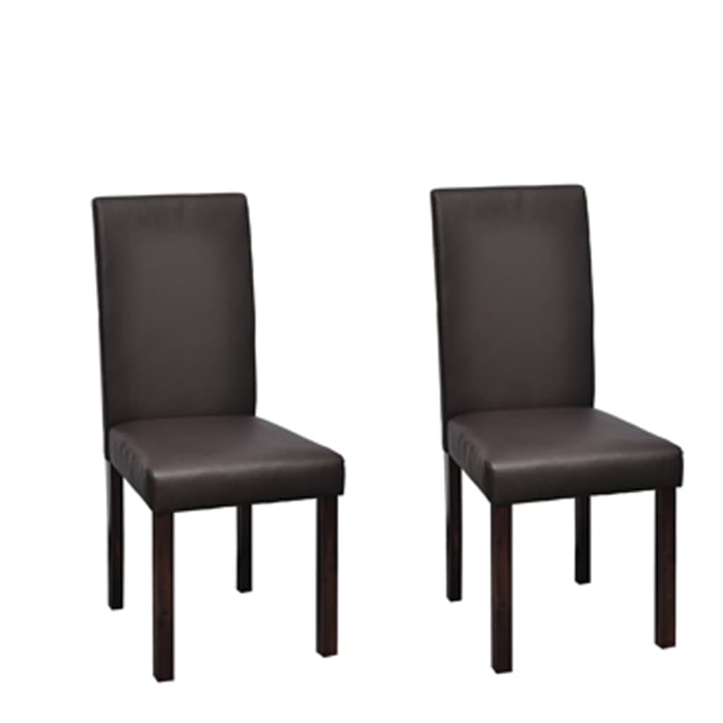 Dining Chairs 2 pcs Brown Leather - 42×51×95cm