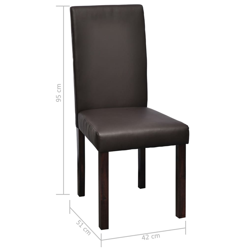 Dining Chairs 2 pcs Brown Leather - 42×51×95cm
