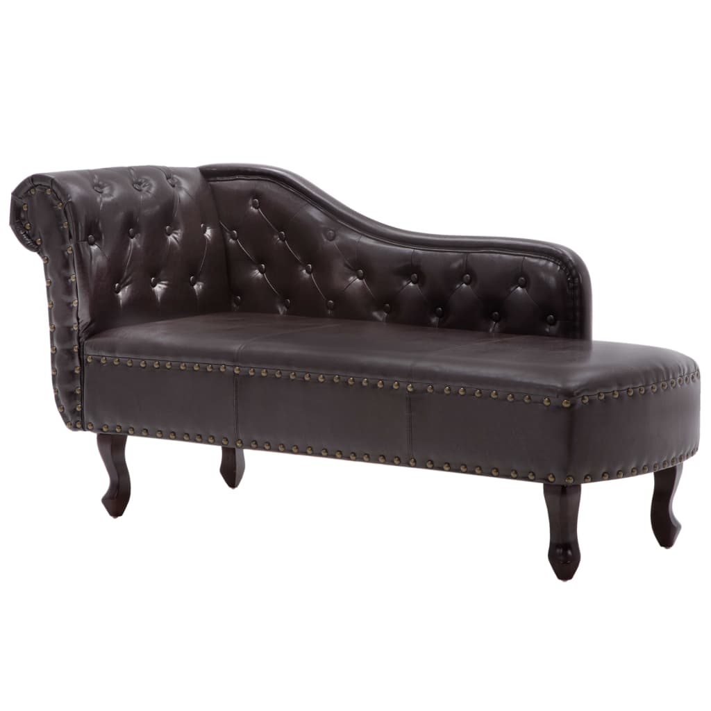 Chaise Longue Dark Brown Leather