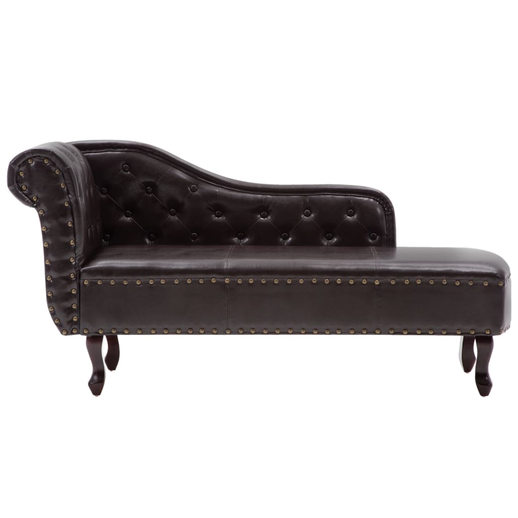 Chaise Longue Dark Brown Leather