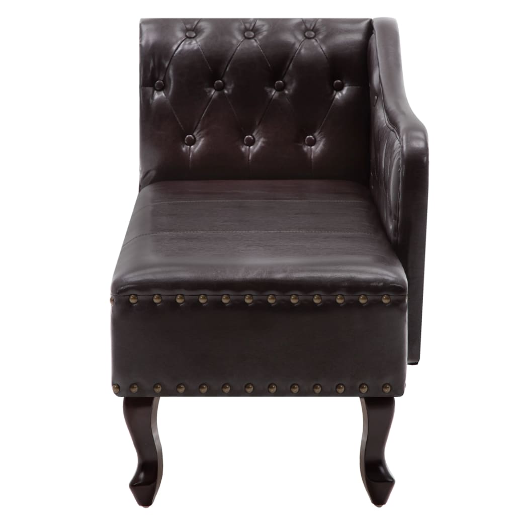 Chaise Longue Dark Brown Leather