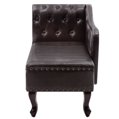 Chaise Longue Dark Brown Leather