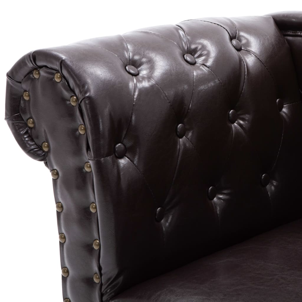 Chaise Longue Dark Brown Leather