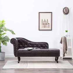 Chaise Longue Dark Brown Leather