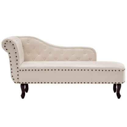 Chaise Longue Cream White Leather