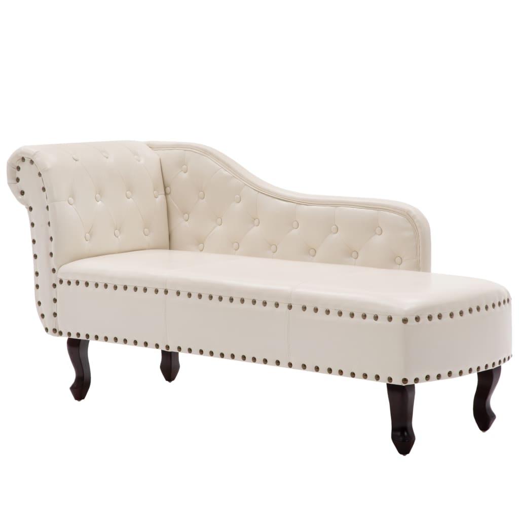 Chaise Longue Cream White Leather