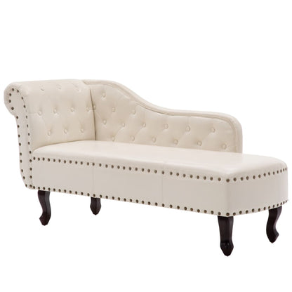 Chaise Longue Cream White Leather