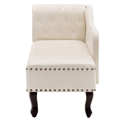 Chaise Longue Cream White Leather