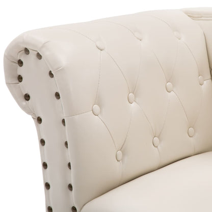 Chaise Longue Cream White Leather