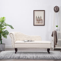 Chaise Longue Cream White Leather