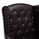 Armchair with Footstool Dark Brown Leather
