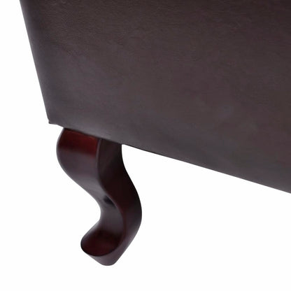Armchair with Footstool Dark Brown Leather