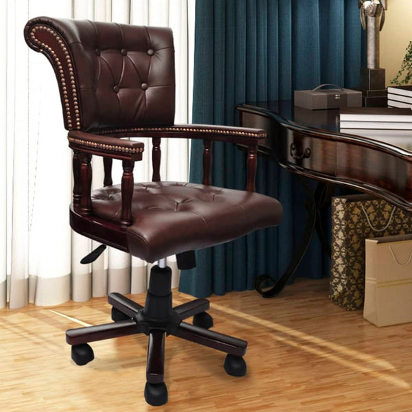  Chesterfield Captains Swivel Office Chair Brown