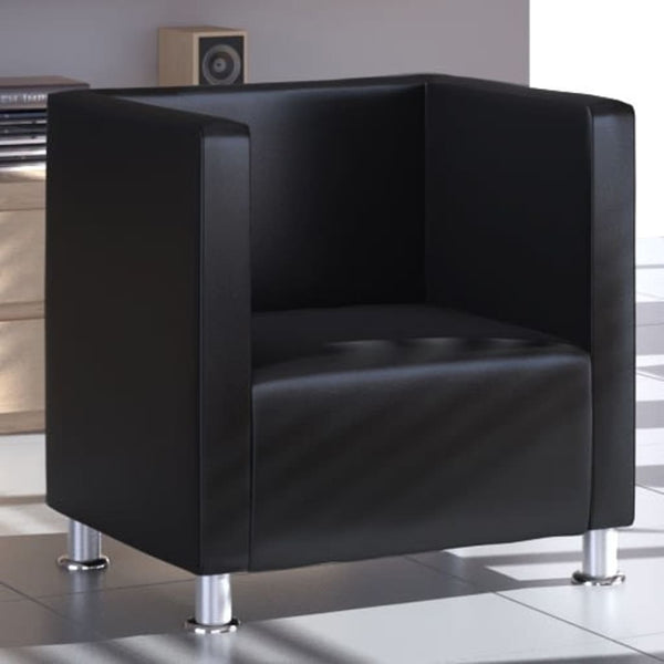  Cube Archair Black Faux Leather