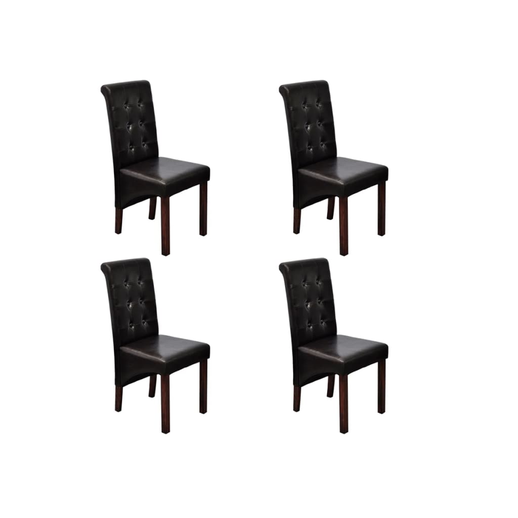 Dining Chairs 4 pcs Brown Leather - 43×52×95cm