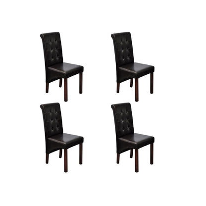 Dining Chairs 4 pcs Brown Leather - 43×52×95cm