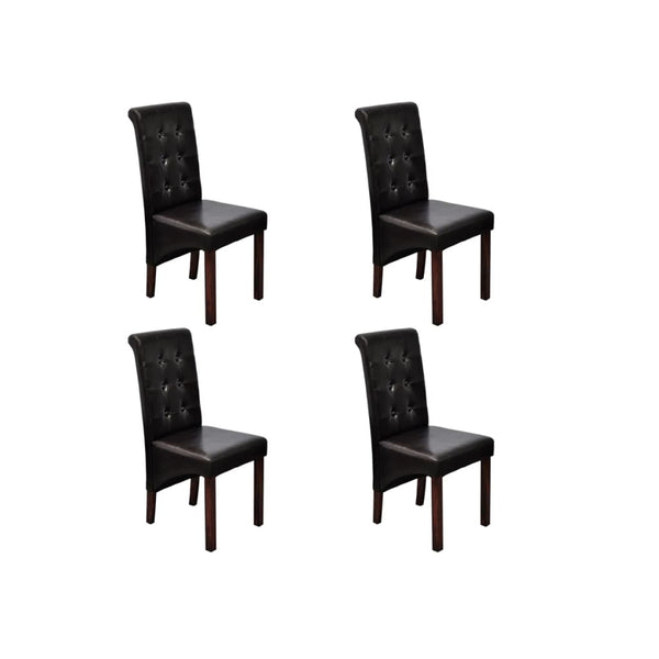  Dining Chairs 4 pcs Brown Leather