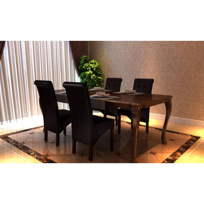 Dining Chairs 4 pcs Brown Leather - 43×52×95cm