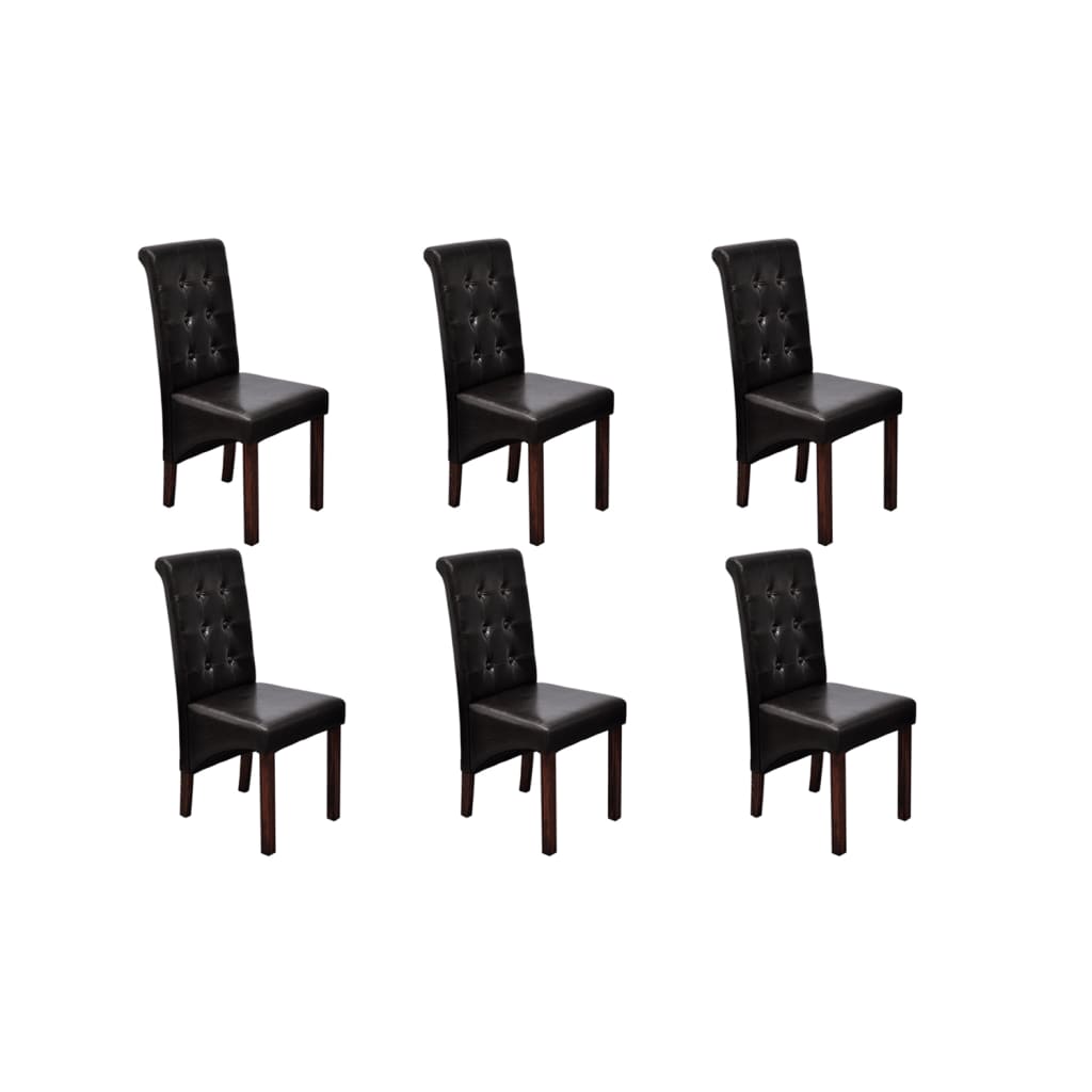 Dining Chairs 6 pcs Brown Leather - 43×52×95cm