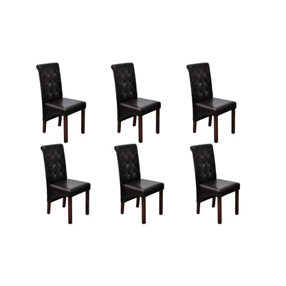 Dining Chairs 6 pcs Brown Leather - 43×52×95cm