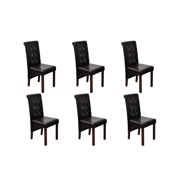  Dining Chairs 6 pcs Brown Leather