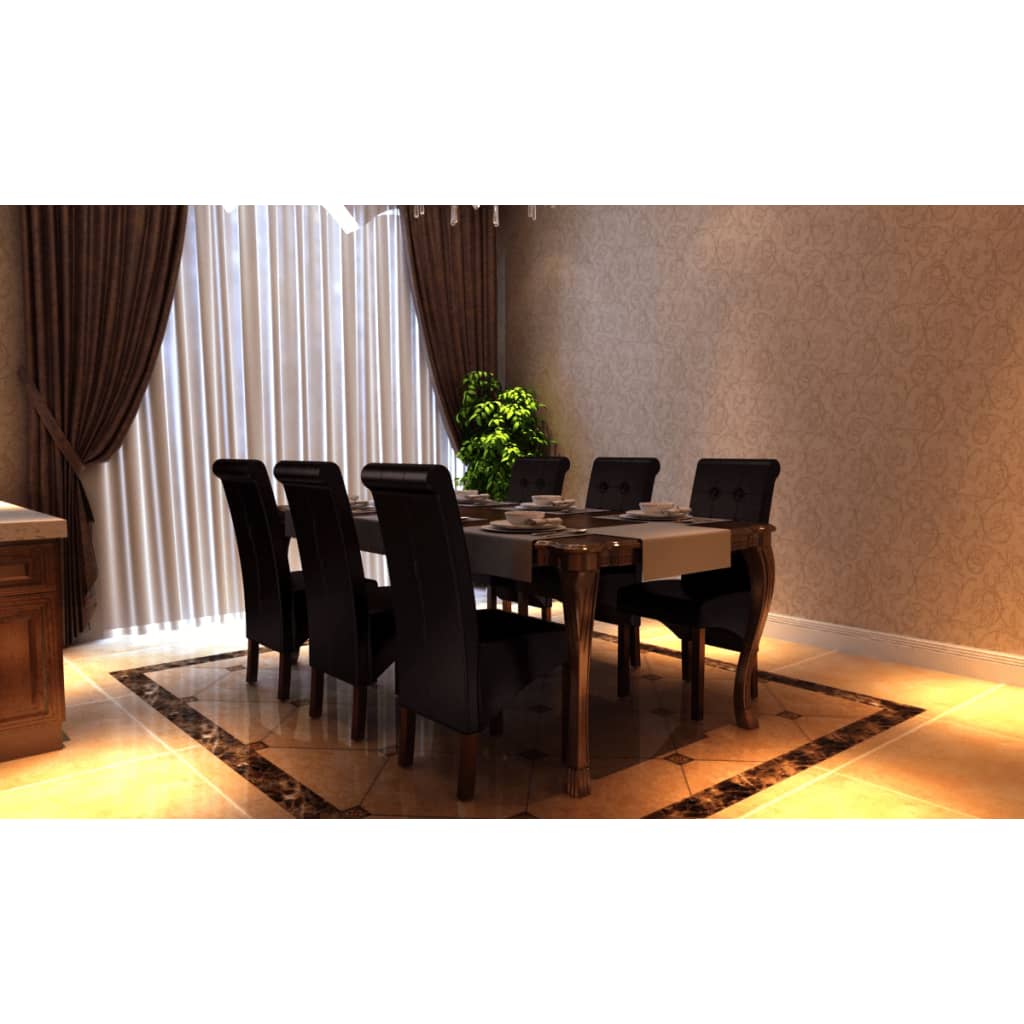 Dining Chairs 6 pcs Brown Leather - 43×52×95cm