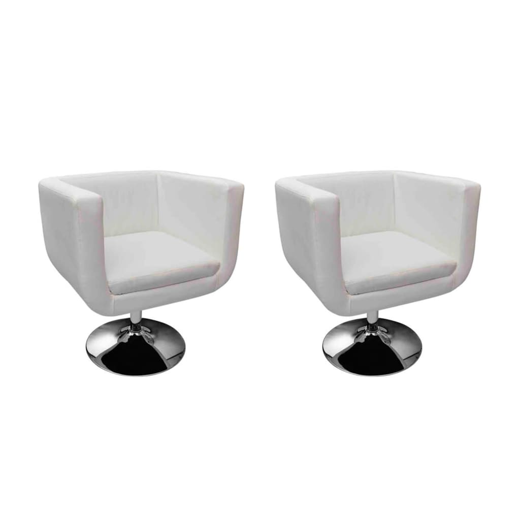 Bar Chairs 2 pcs White Leather