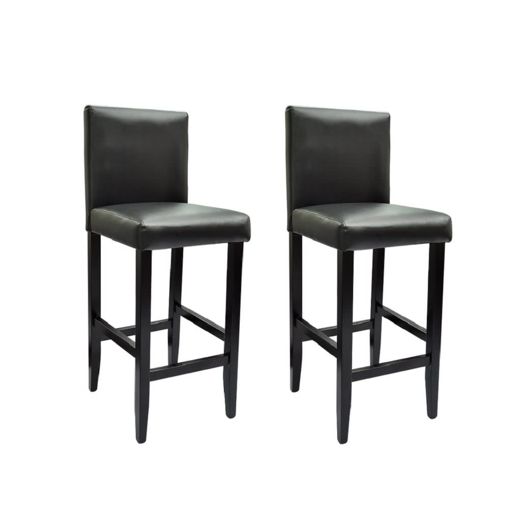 Bar Stools 2 pcs Black Leather - 41×45×108cm