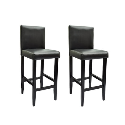 Bar Stools 2 pcs Black Leather - 41×45×108cm