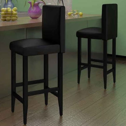 Bar Stools 2 pcs Black Leather - 41×45×108cm