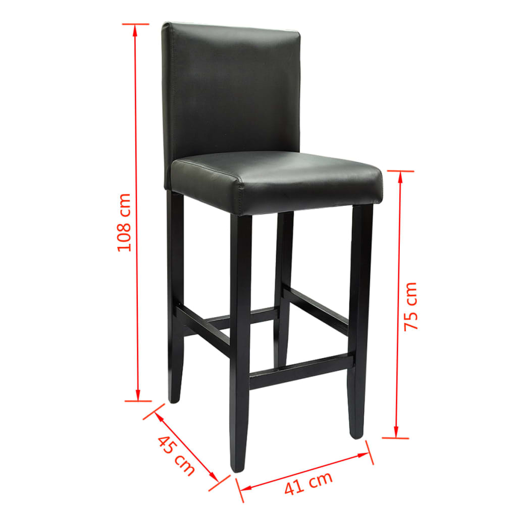 Bar Stools 2 pcs Black Leather - 41×45×108cm
