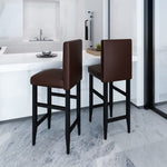 Bar Stools 2 pcs Dark Brown Leather