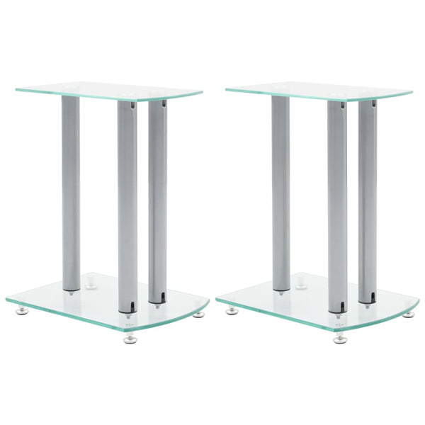  Aluminum Speaker Stands Transparent Safety Glass 2pcs