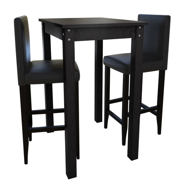  Bar Table with 2 Bar Chairs Black
