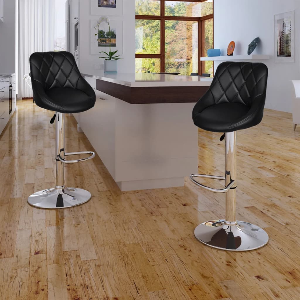 Bar Stools 2 pcs 'Black Faux Leather