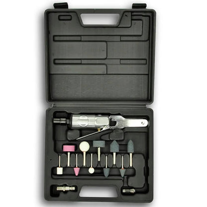 16 Piece 1/4" Air Die Grinder And Stone Kit Set