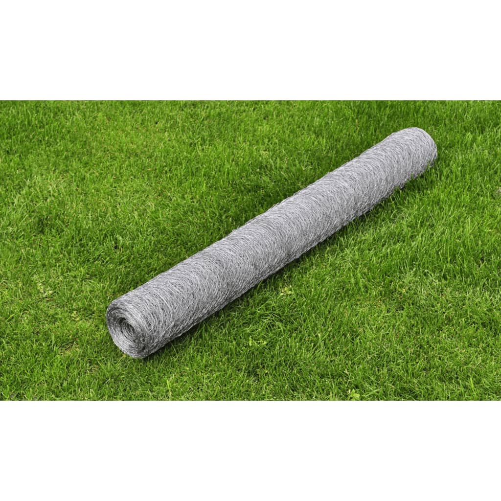Chicken Wire Fence Galvanised Steel--Silver