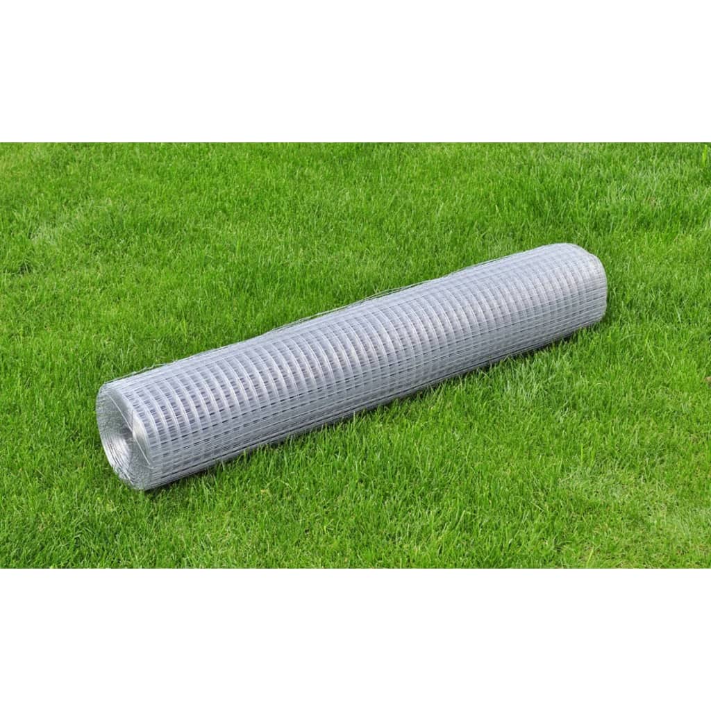 Chicken Wire Fence Galvanised Steel "Silver" - 10×1m