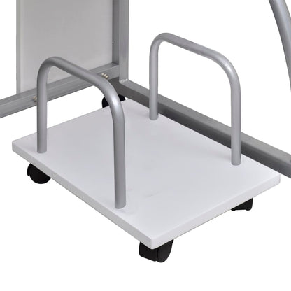 Mobile Computer Desk Pull Out Tray White Office Student Table
