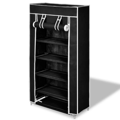Fabric Shoe Cabinet with Cover Black