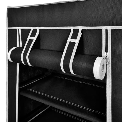 Fabric Shoe Cabinet with Cover Black