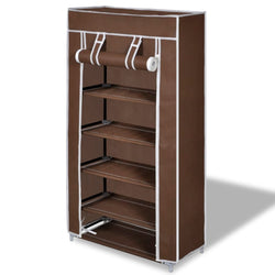 Shoe Cabinet with Cover Brown Fabric