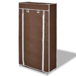 Shoe Cabinet with Cover Brown Fabric