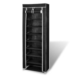 Fabric Shoe Cabinet with Cover (Black)