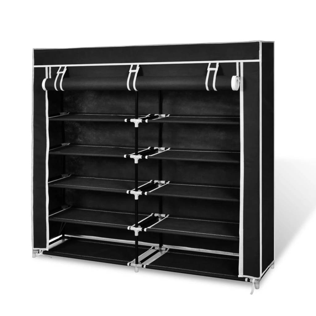 Fabric Shoe Cabinet with Cover 'Black