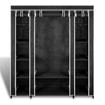 Wardrobe with Compartments and Rods Black Fabric