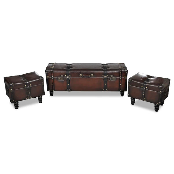  Storage Bench Set 3 pcs Brown