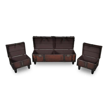 Storage Bench Set 3 pcs Brown