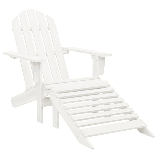  Garden Chair with Ottoman Wood White